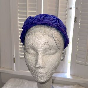 Vintage 50s/60s Purple Floral Hat with netting ties